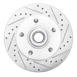 Ford E-150 Econoline Club Wagon Brake Rotor (1) - Front Right - R1 Concepts - Drilled & Slotted - Silver - `94-`01